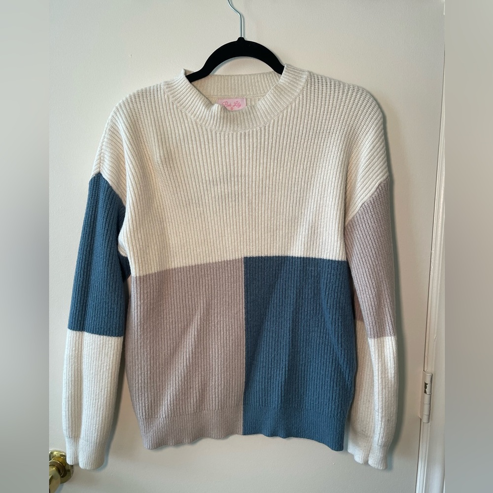Pink Lily Color Block Sweater